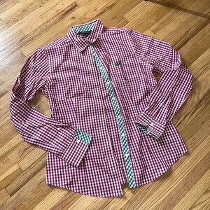 Womens Brooks Brothers Gingham Button Up Dress Shirt - Size 2P